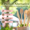 SWEET HOME Bamboo Utensils Disposable Set of 180 pcs 70 Forks 40 Spoons and 70 knives 100% Compostable - Bamboo Biodegradable Utensils Eco-Friendly Cutlery for Party Camping Travel & More
