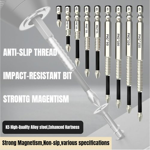 High Magnetic Screwdriver Drill Bit Set, 2025 New Anti Slip Magnetic Electric Screwdriver Set Alloy Steel for Impact Driver, Upgrade Strong Magnetic Durability Screwdriver Drill Bit Set(1Set)