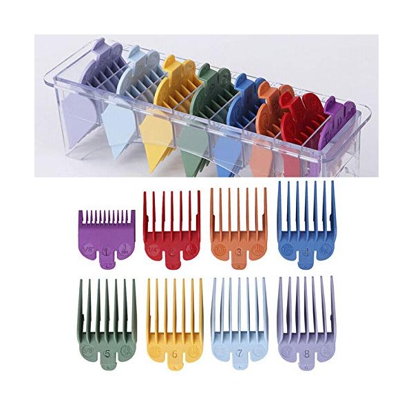 8pcs/set Hair Clipper Guide Accurate Limit Comb Multi Size Barber Colorful