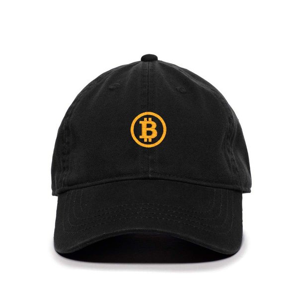 Tech Design Bitcoin Cryptocurrency Baseball Cap Embroidered Cotton Adjustable Dad Hat Black