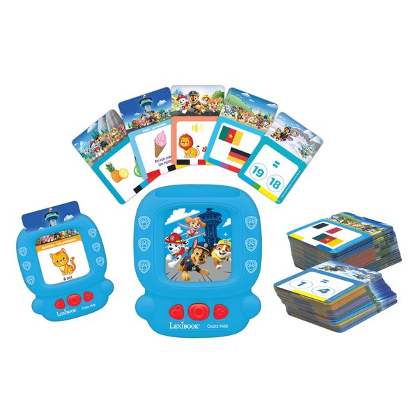 LEXiBOOK, Paw Patrol, Bilingual Interactive Card Reader, Audio Toy to Learn English and Spanish, 150 Double-Sided Educational Cards, Educational Quiz & flashcard Machine, Blue/red, JCR10PAi2