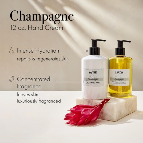 LAFCO New York Hand Cream, Champagne - 12 oz - Restores & Repairs Skin - All Skin Types - Hypoallergenic, Synthetic Free & Cruelty Free - Made in Italy