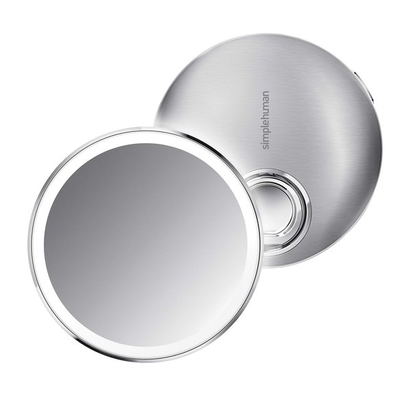simplehuman sensor mirror compact 4" round, 3X magnification, Brushed Stainless Steel
