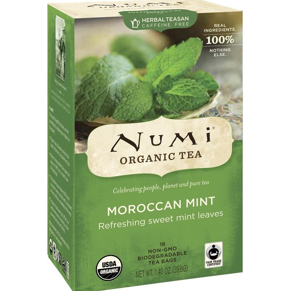 Numi Organic Tea Moroccan Mint - Full Leaf Herbal Teasan in Teabags, 18-Count Box (Pack of 6)