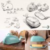 DOWAN Whale Butter Dish, Cute Butter Dish, Funny Gifts for Mom Wife Friends, Fish Bone Cutting Measuring Lines and Tail Non-slip Design, Ideal Decor Gift for Birthday Wedding Housewarming, Turquoise