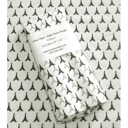 Gift Wrap Tissue - Eiffel Tower on white tissue paper (10 Ct)