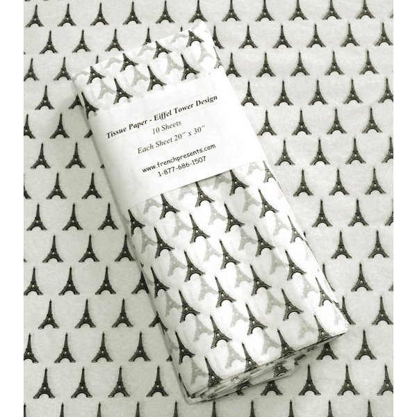 Gift Wrap Tissue - Eiffel Tower on white tissue paper (10 Ct)