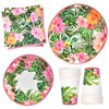 Hawaiian Luau Tropical Party Paper Plates and Napkins 24 9" Plates 24 7" Plate 24 9 Oz Cups 24 Lunch Napkin Decorations for Hawaii Hibiscus Flower Theme Disposable Tableware Birthday Supplies