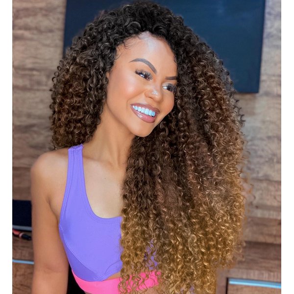 Hanne Fashion Afro Kinky Curly Crochet Hair Jerry Curl Braiding Hair Extensions for Black Women 6 Packs Ombre Brown Short Synthetic Kinky Twist Hair (18 Inch, 1B/30/27)