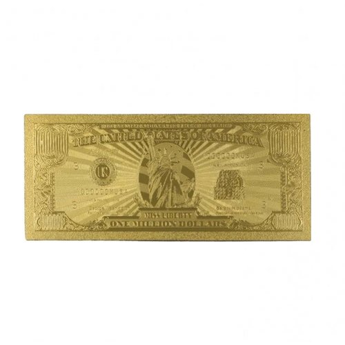 blinkee Miss Lady Liberty 1 Million Dollars Original 24K Gold Plated Bill Collectible Banknotes for Decoration
