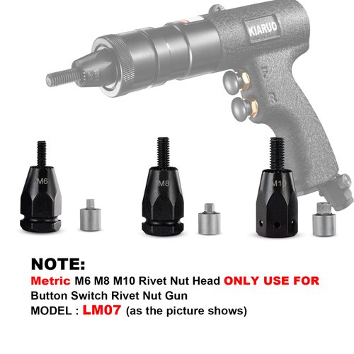 KIARUO M6 M8 M10 Metric Self-Locking Rivet Nut Gun Head, Use for Model LM07 Pneumatic Rivet Nut Gun