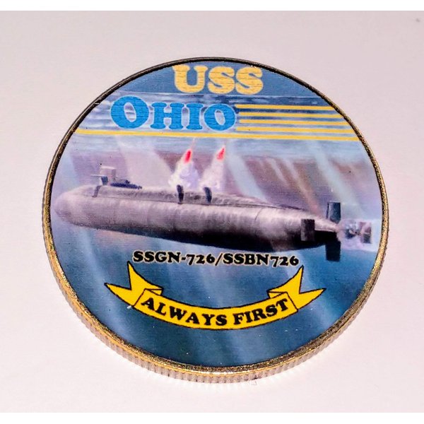 Navy USS Ohio Submarine Colorized Challenge Art Coin