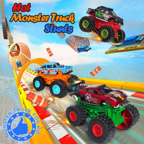 Oriate Monster Truck Toys Cars for Kids Boys Girls, Cool Stuff Diecast Toy Pull Back Monster Trucks Toys, Battery Free Stunt Trucks Toy for Kids，Birthday Gifts Party Favors, Kids Prize Box, 3 Pack