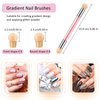 4 Pieces Sponge Nail Brush Picking Dotting Gradient Pen Brush Double Head Sponge Nail Brush Rhinestone Handle Acrylic Nail Painting Brush with 16 Pieces Replacement Head for Nail Design Manicure