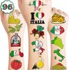 118 PCS Italian Italy Rome Temporary Tattoos Themed Birthday Party Decorations Supplies Favors Décor Cute Flag Inspiring Tattoo Stickers Gifts For Game Boys Girls Classroom School Prizes Reward