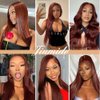 Jiumido Reddish Brown Lace Front Wigs Human Hair 13x4 HD Straight Lace Front Wigs 180% Density Copper Red Lace Front Wig Auburn Brown Human Hair Pre Plucked (26 Inch)