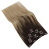 Sunny Ombre Clip in Hair Extensions Real Human Hair Dark Root Hair Extensions Real Human Hair Clip ins Dark Brown to Light Brown Balayage Ash Brown Clip in Extensions Ombre Hair Extensions 120g 16in