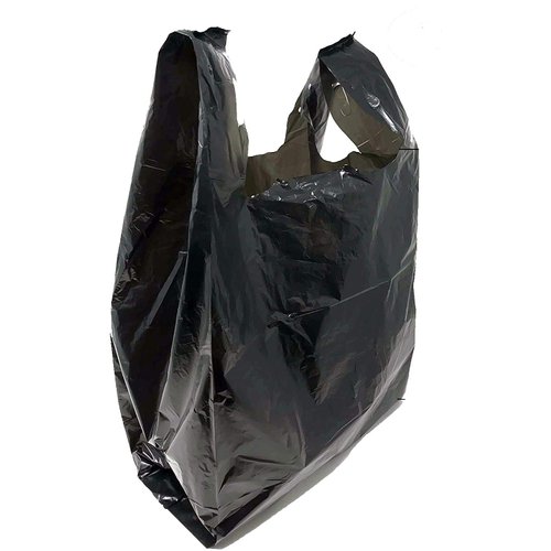 Homerite Grocery Shopping Plastic T-shirt Bags Plain 12" x 7" x 21" (Black, 150)