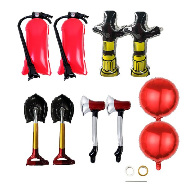 Xiuhusha 10pcs Fire Truck Party Decorations Fire Extinguisher Balloons Firefighter Balloons Axe Balloons shovel balloons Fire Party Balloons for Rescue Theme Party, Firefighter Party Supplies