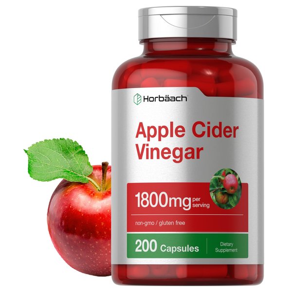 Apple Cider Vinegar Capsules | 1800mg | 200 Pills | Non-GMO, Gluten Free Supplement | by Horbaach