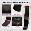 Lashey Invisi Edge Clip in Hair Extensions, 7pcs 110g 14 Inch Natural Black Seamless Clip in Hair Extensions Human Hair Straight Real Remy Human Hair