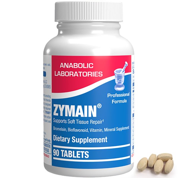 Bromelain Supplement for Soft Tissue Injuries - 90 Tablets - Vitamin C, Zinc, Citrus Bioflavonoids - Soft Tissue Support for Acute Injury Recovery - Zymain Proteolytic Enzymes, Minerals, Vitamins