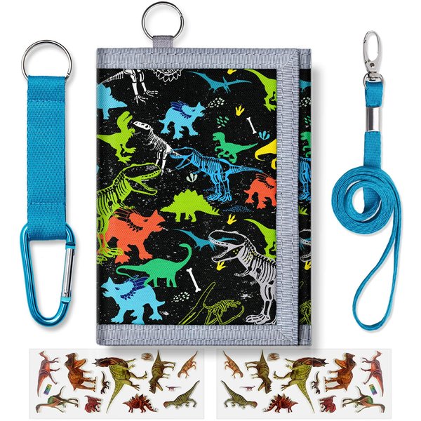 Kids Wallets for Boys With Coin Pocket, Boys Wallets for Kids Ages 4-18, Toddler Trifold Dinosaur Wallet for Boys With 9 Card Holders,Novelty Wallet for Childrens Birthday Gifts