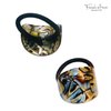 French Amie Curve Oval Onyx Celluloid Handmade Ponytail Elastic Hair Tie for Women and Girls