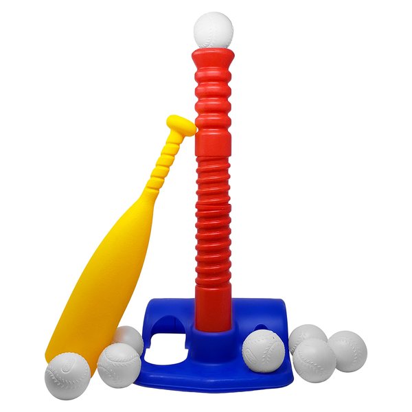 Fun T-Ball Set/Tee Ball - Toddlers and Kids Adjustable Batting Tee Game W/ 10 Balls. Develops and Improves Baseball, Softball, Skills - Sports Toy for Boys and Girls, Children All Ages