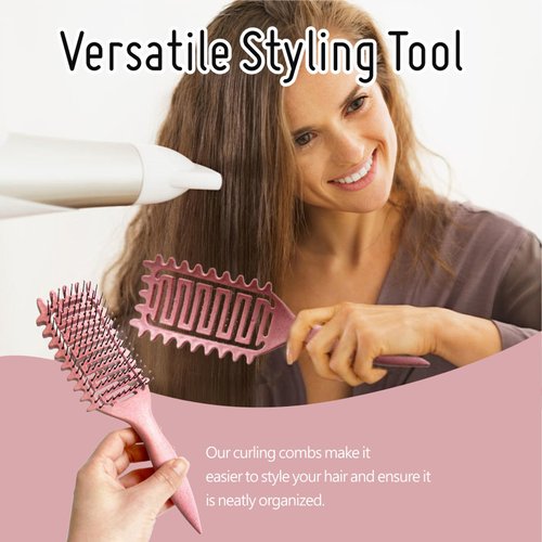 Curl Defining Brush, 2024 Best Curl Define Styling Brush for Curly Hair, Curly Hair Brush, Vented Hair Brush, Shaping and Defining Curls for Women (Pink)