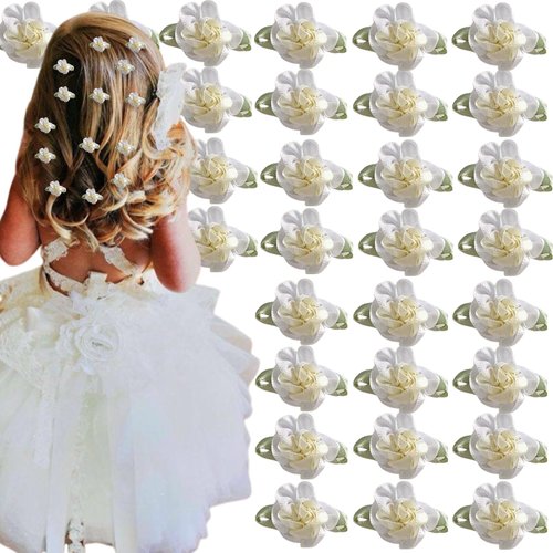30 PCS Small White Flower Hair Clips Cute Floral Small Hair Pins Decorative Sweet Hair Barrettes for Women Girl Wedding Bridal Hair Accessories Daily Use Mini Hair Pins