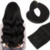HOTBANANA Human Hair Clip in Hair Extensions, Natural Black 120g Clip in Hair Extensions Real Human Hair Straight Remy Hair Clip in Hair Extensions 20 Inch 7pcs