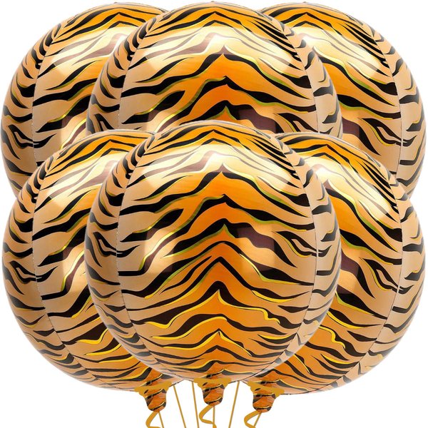 KatchOn, Tiger Balloons for Birthday Party - Big 22 Inch, Pack of 6 | Tiger Stripe Balloons, Tiger Print Balloons for Tiger Party Decorations | Tiger Birthday Decorations | Tiger Decorations for Party