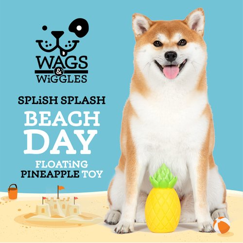 Wags & Wiggles: Pineapple Floatable TPR Dog Toy| Fun Summer Pool Toy for Dogs That Floats | Floating Water Toy Pineapple Squeaky Toy Great for Lakes and Pools, 5.9 Inch (FF21104)