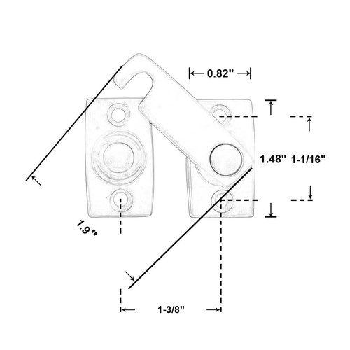 QCAA Solid Brass Shutter Bar/Door Latch, 7/8" x 2-3/32", Polish Brass, 1 Pack, Made in Taiwan