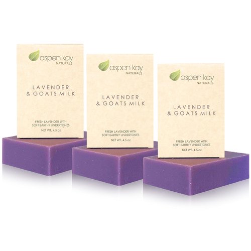 Aspen Kay Naturals bar soap for women and men, Natural and Organic oils, Pure Essential oils, Good for all skin types. - Lavender and Goats Milk (3 Pack)
