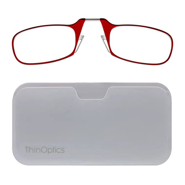 ThinOptics unisex-adult Reading Glasses + White Universal Pod Case | Red Frames, 2.50 Strength Readers Red Frames / White Case, 44 mm