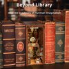 CCCDF Book Nook Kit, DIY Miniature Dollhouse Library House Kit for Adult and Teens, 3D Wooden Puzzle Bookends Bookshelf Insert Decor Model Build with Sensor Led Light (Beyond Library)