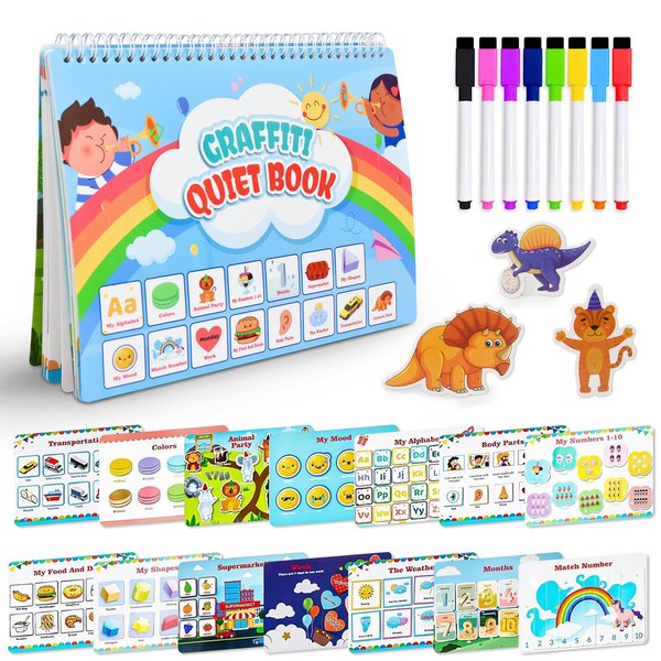LariRob Busy Book for Toddlers - Preschool Learning Activities, Learning Tracing Coloring Books, Alphabet Learning Toys,Toddler Sticker Book,Montessori Toys, Christmas Birthday Gifts for Kids Ages 3+