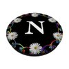 Cell Phone Pop Out Holder,Black White Daisy Flower Letter N PopSockets Grip and Stand for Phones and Tablets