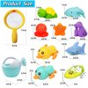 No Hole Bath Toys for Babies 0-6-12 Months+, Wind-up Swimming Ducks & Boat Bath Toys for Kids Ages 1-3, Baby Pool Toys Fishing Net Water Toys Watering Can, Toddler Bath Toys for 1+ Year Old Boy Girl