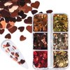 6 Grids 3D Heart Nail Art Stickers Love Nail Decals Valentine's Day Nail Glitter Sequins Gold Red Rose Gold Heart Nail Glitter Flakes Holographic Nail Design Heart Glitter Nail Art Decoration
