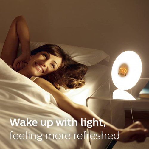 Philips SmartSleep Wake-Up Light Therapy Alarm Clock with Sunrise Simulation, White, HF3500/60