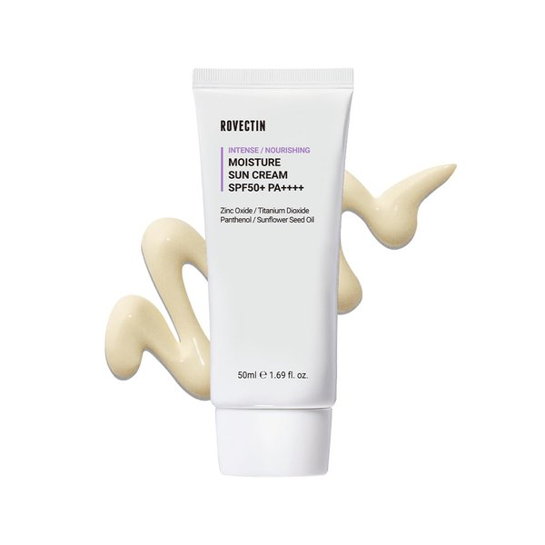 ROVECTIN Intense Moisture Sun Cream: Deep Moisturize, Mineral Sunscreen, UV Protector | Panthenol and Tocopherol for Dry, Combination Skin | Vegan Korean Skincare (1.69 fl.oz, 50ml)
