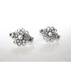 Set of 2 extra tiny small silver clover flower metal barrette hair clip for