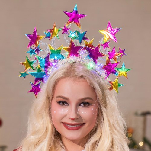 GENBREE Light Up Star Headbands Sparkly Led Stars Hair Band Rave Party Costume Hair Accessories for Women(Multi-colored)