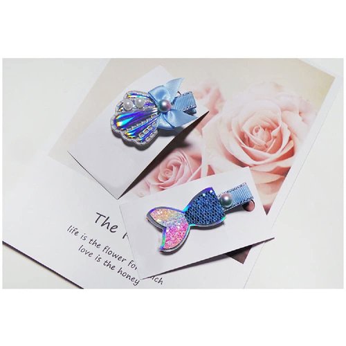 4 Pack Sparkle Mermaid Hair Clip Set Sea Star Shell Hairpin for Girls Toddlers Kids