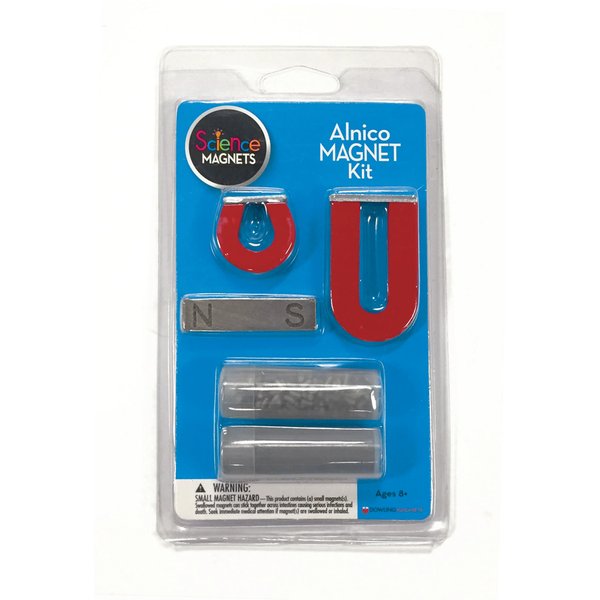 Dowling Magnets Alnico Magnet Science Kit. Magnets for Kids Including 2 Horseshoe Magnets, 1 Bar Magnet, Iron Filings and Iron Shapes for Fun Science Experiments. Item 731009. Ages 8+