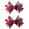 Hair Bow Set for Girls (2) 2.5 Inch Boutique Hair Bows by Funny Girl Designs (Pink Zebra)