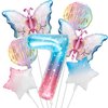 Butterfly Balloons for 7th Birthday Decorations for Girls, Butterfly Foil Balloon for Butterfly Theme Birthday Party Decorations Supplies